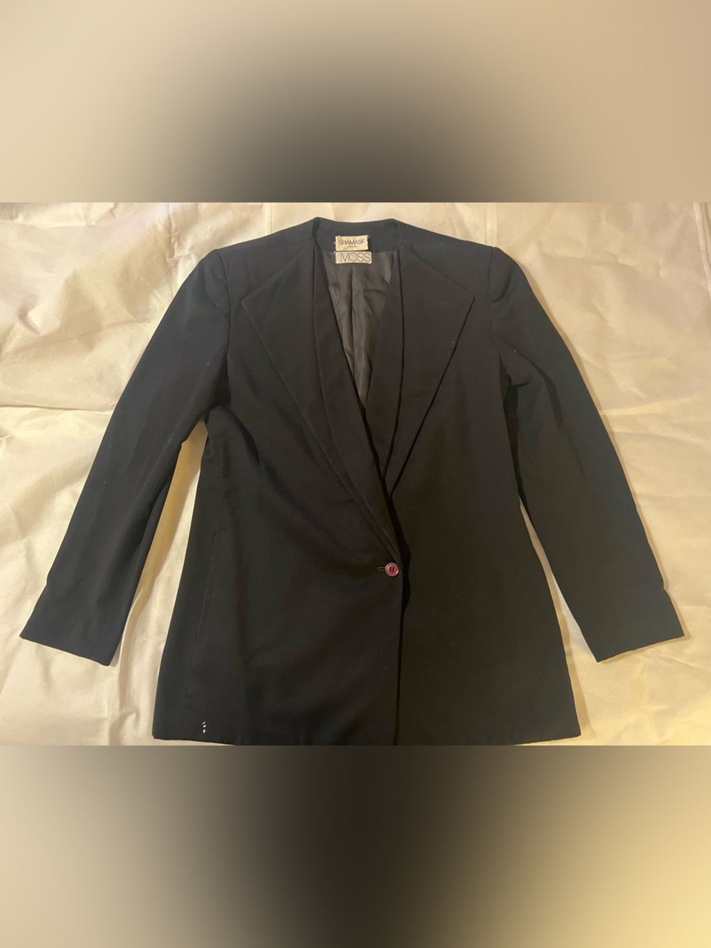 Shamask Couture for Moss Women’s Black Longline One Button Tailored Blazer sz 4